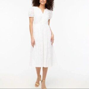 J Crew White Eyelet Midi Dress